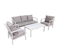 Dellonda Kyoto 4 Piece Aluminium Outdoor Garden Chair Table Set, White