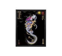 京都一筆龍 Kyoto God Dragon Blessing [400 years of tradition in Japan/Kyoto Dragon God Blessing Painting Framed type Small Black (Rainbow Lucky God Dragon, 事業繁栄)