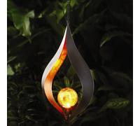 Kyoto Hanging LED Globe Light - Solar Powered Metallic Outdoor Garden Sculpture Decoration - H30 x W17.5 x D7.2cm mysmartbuy Black One Size