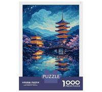 Kyoto Japan Pagoda Reflection Jigsaw Puzzle 1000 Pieces, Historic Square Architecture, Thick Cardboard Pieces, Birthday Gift for Home Décor Fans, Paper Board, 38x26cm/1000pcs