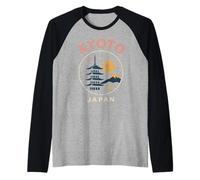 Kyoto Japan Retro Pagoda Temple Sakura Travel Japanese Raglan Baseball Tee