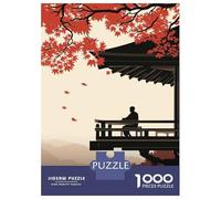 Kyoto Japan Silhouette 1000 Piece Jigsaw Puzzle, Historic Square Architecture, Premium Paper Puzzle, Decorative Artwork for Travel Lovers, Paper Board, 38x26cm/1000pcs