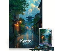 Kyoto Japan Street Rain Jigsaw 1000 Pieces for Adults FreeTime Game Accurate Cut Fun Challenge Game Night (38x52cm)