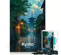 Kyoto Japan Street Rain Jigsaw 1000 Pieces for Adults FreeTime Game Accurate Cut Fun Challenge Game Night (38x52cm)