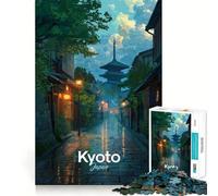 Kyoto Japan Street Rain Jigsaws 1000 Pieces for Teenagers Mind Workout Smooth Joint Home Fun Birthday Idea (50x75cm)