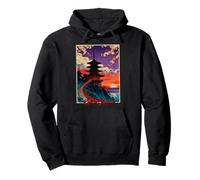 Kyoto Japan Sunset Pagoda Sakura Landscape Pullover Hoodie