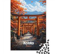 Kyoto Japan Torii Gates Autumn 1000 Piece Jigsaw Puzzle, Asian Architecture Inspired View, Thick Cardboard Pieces, Birthday Gift for Puzzle Lovers, Gift Idea, 52x38cm/1000pcs