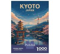 Kyoto Japan Travel Poster Jigsaw Puzzle 1000 Pieces, Historic Square Architecture, Thick Cardboard Pieces, Birthday Gift for Home Décor Fans, Paper Board, 52x38cm/1000pcs