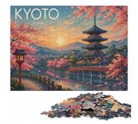 Kyoto Japan Travel Poster Wooden Jigsaw 300 Pieces, Adult Puzzle | Image-area sorting: a practical indoor pastime on quiet evenings.