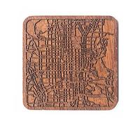 Kyoto Map Coaster, One piece, Sapele Wooden Coaster with City map, Multiple City Optional, Handmade