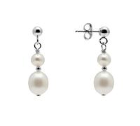 Kyoto Pearl 5-8mm Freshwater Pearl and Ball Double Earrings with 925 Sterling Silver Wedding and Special Occasion Jewellery White