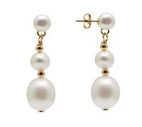 Kyoto Pearl 5-8mm Freshwater Pearl Double Drop Chain Earrings with 18k Gold Plated 925 Sterling Silver Wedding and Special Occasion Jewellery White