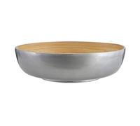 Kyoto Round Salad Bowl, Spun Bamboo, Metallic Silver