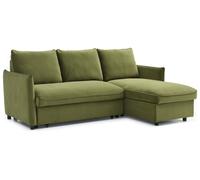 Kyoto Ruben Velvet Reversible Corner Chaise Sofa Bed - Olive