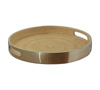 Small Round Bamboo Serving Tray in Gold Gold-Coloured
