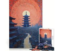 Kyoto Village in Japan Puzzles for Adults 1000 Piece Cognitive Train Perfect Connection Pattern Build Art Display (38x26cm)