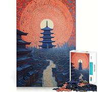 Kyoto Village in Japan Puzzles for Adults 1000 Piece Cognitive Train Perfect Connection Pattern Build Art Display (38x26cm)