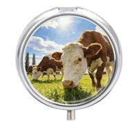 Kyouya Motohaku Round Pill Box with Mirror 3 Compartment Portable Pill Case for Travel Outdoor Use Cute Small Pill Organizer for Pocket Or Purse