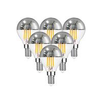 KYPSZQPSH E12 E14 LED Mirror Light Bulb Dimmable 4W G45 Top Silver Crown Globe Warm White 2700K Decor Corridor G14 Half Chrome Edison Bulb (Color : E12 110V, Size : 6PCS_YES_4W)