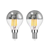 KYPSZQPSH E12 E14 LED Mirror Light Bulb Dimmable 4W G45 Top Silver Crown Globe Warm White 2700K Decor Corridor G14 Half Chrome Edison Bulb (Color : E12 110V, Size : 2PCS_YES_4W)