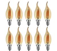 KYPSZQPSH Grensk 4W Dimmable LED Filament Candle Light Bulb 2700K E14 Candelabra Base Flame Shape Bent Tip 25W Incandescent Equivalent C35(Size:10PCS_YES_4W E14 220V)