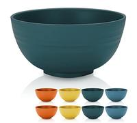 Kyraton 760 ml Plastic Cereal Bowls 8 Pieces, Unbreakable and Reusable Light Weight Bowl for Rice Noodle Soup Snack Salad Fruit BPA Free Dishwasher Safe (Dark Green)