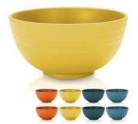 Kyraton 760 ml Plastic Cereal Bowls 8 Pieces, Unbreakable and Reusable Light Weight Bowl for Rice Noodle Soup Snack Salad Fruit BPA Free Dishwasher Safe (Gold Yellow)