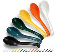 Kyraton Asian Soup Spoon Set of 24 with Long Handle Easy to Hold, Unbreakable Plastic Japanese Spoon for Ramen, Chinese and Vietnamese Wonton, Pho Dumpling Miso, Rice, Soba, Noodle Soup Spoons
