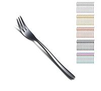 Kyraton Black Dessert Forks 12 Pieces 15.6cm Stainless Steel Cake, Tea, Fruit, Pastry Cutlery Set, Dishwasher Safe