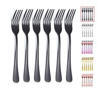 Kyraton Black Dinner Forks - 6 Piece Set, Stainless Steel 20.5cm, Titanium Plated Silverware