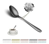 Kyraton Black Teaspoons Set of 12 Pieces, 14cm Titanium Black Plating Stainless Steel Coffee Spoons, Dessert Spoon, Small Tea Spoons, Dishwasher Safe