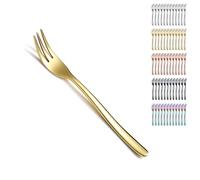 Kyraton Gold Dessert 12 Pieces 15.6cm Stainless Steel Cake Fork, Tea, Fruit, Pastry Forks Cutlery Set, Dishwasher Safe