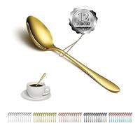 Kyraton Gold Teaspoons Set of 12 Pieces, 14cm Titanium Golden Plating Stainless Steel Coffee Spoons, Dessert Spoon, Small Tea Spoons, Dishwasher Safe