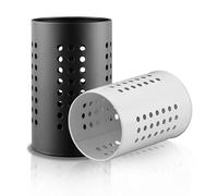 Kyraton Kitchen Utensils Holder Set of 2, Stainless Steels Utensils Caddy, Utensil Organizer for Spatula, Kitchen Decor, Black And White