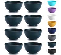 Kyraton Plastic Cereal Bowls 8 Pieces, Unbreakable and Reusable Light Weight Bowl for Rice Noodle Soup Snack Salad Fruit, Dishwasher Safe