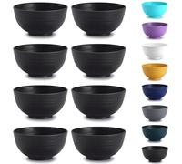 Kyraton Plastic Cereal Bowls 8 Pieces, Unbreakable and Reusable Light Weight Bowl for Rice Noodle Soup Snack Salad Fruit, Dishwasher Safe