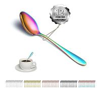 Kyraton Rainbow Gold Teaspoons Set of 12 Pieces, 14cm Titanium Colorful Plating Stainless Steel Coffee Spoons, Dessert Spoon, Small Tea Spoons, Dishwasher Safe