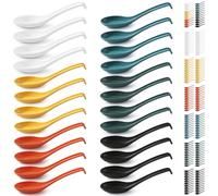 Kyraton Soup Spoons 24 Pieces, Reusable Plastic Table Spoon, Sturdy and Durable Asian Dinner Spoon Made of Food Grade PP, BPA Free, Easy Clean, Dishwasher Safe