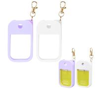 KYRGEU 2 Pack Hand Sanitizer Spray Case Compatible with Touchland Power Mist 1 oz - Silicone Case with Keychain for Touch Land Mist 1 fl oz(30 ml), Hand Sanitizer Accessory for 1 fl oz (White+Purple)