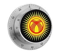 Kyrgyzstan Flag Tunduk 60 Minute Kitchen Timer Visual Mechanical Time Management Tool for Cooking