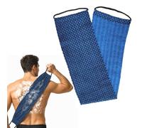 KYRINOVA Exfoliating Washcloth Japanese Style Back Scrubber for Shower, Daily Spa Relaxation Long Washcloth Towel for Men and Women, Foam Body Scrubber with Handles, Blue. (1, Blue)
