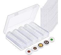 Kyrio 100PCS Coin Capsules Container Plastic Coin Holder Protect Gasket Coin Case with Storage Organizer Box for Coin Collection Supplies Fit 5 Sizes 17/20/25/27/30mm