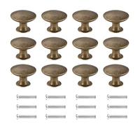 Kyrio 12PCS Drawers Knobs Furniture Knobs Drawer Handles Vintage Antique Brass Diameter 30 mm Knob for Cabinet Drawer (Yellow Bronze)