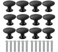Kyrio 12PCS Drawers Knobs Furniture Knobs Drawer Handles Vintage Antique Brass Diameter 30 mm Knob for Cabinet Drawer (Black)