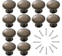 Kyrio 12PCS Vintage Cabinet Knobs Antique Round Drawer Handle Pulls 30mm Chic Hardware Knobs for Kitchen Furniture Door Dresser Cupboard