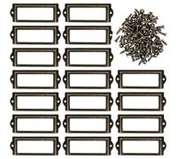 Kyrio 30Pcs Metal Label Holders Furniture Drawer Cabinet Card Holder Tag Name Plate Label Frames with Screws for Office Library Bookshelf Shelves Bronze (L-3.26 X 1.3" / 83 X 33mm)