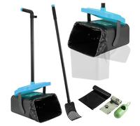 Kyrio Pooper Scooper Swivel Bin & Rake Kit with Long Handle,Dog Poop Scooper with 55 Waste Bags, for Large Medium Small Dogs, for Clean Pet Waste, Garden Leaf Rake, for Yard, Grass, Dirt or Gravel.