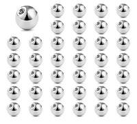 KYRYD 40 Pcs Stainless Steel Piercing Replacement Balls 1.6 mm Silver Replacement Balls industrial piercing jewellery for Surgical Steel Belly Button Bars tongue piercing Lip Staples(3/4/5/6mm Sizes)