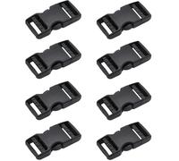 KYRYD 8 Pack Buckle, 25mm Plastic Adjustable e-Shaped Buckle Snap Clips Clasps Fasteners, Quick Side Release Strap Replacement Buckle for Backpack Fanny Pack Parachute