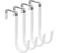 KYRYD Over Door Hooks, Dipping Plastic Rustproof with Anti-Scratch ThickeningFits Under 3.8 cm Door Widths as Over Cabinet Hooks, Coat Hook, Hanger(White,4Pcs)
